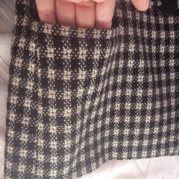 Jones New York Women 100% Pure Wool Black White Blazer 10 Checkered Lapel Single - Picture 12 of 16